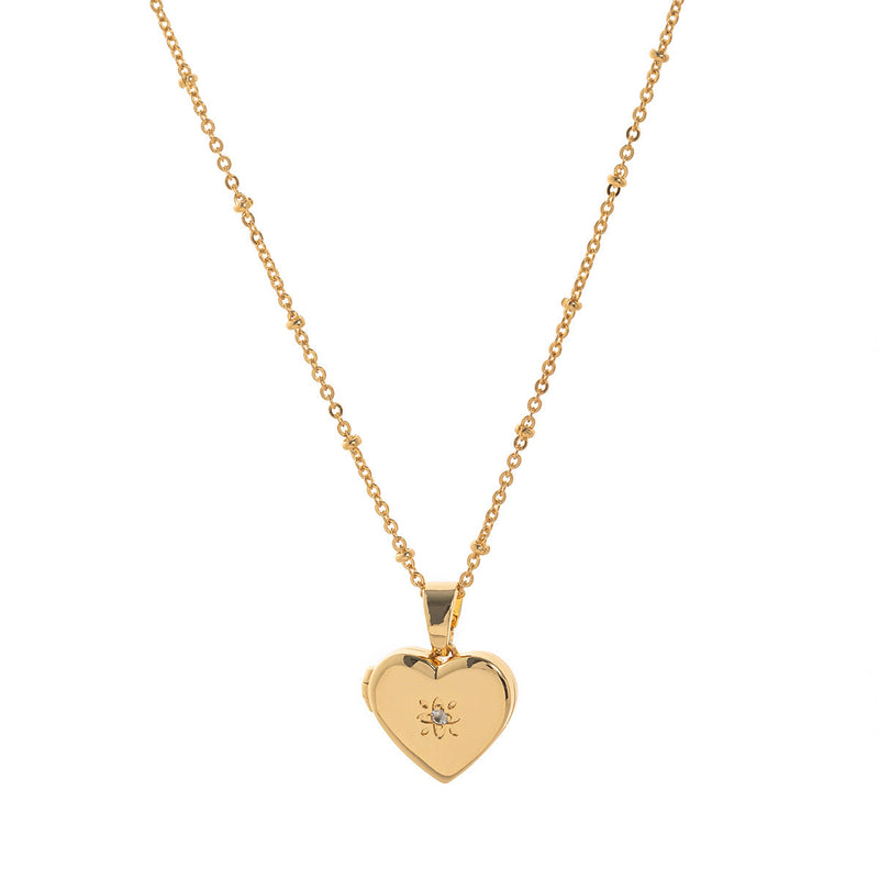 Zircon Heart Locket Necklace