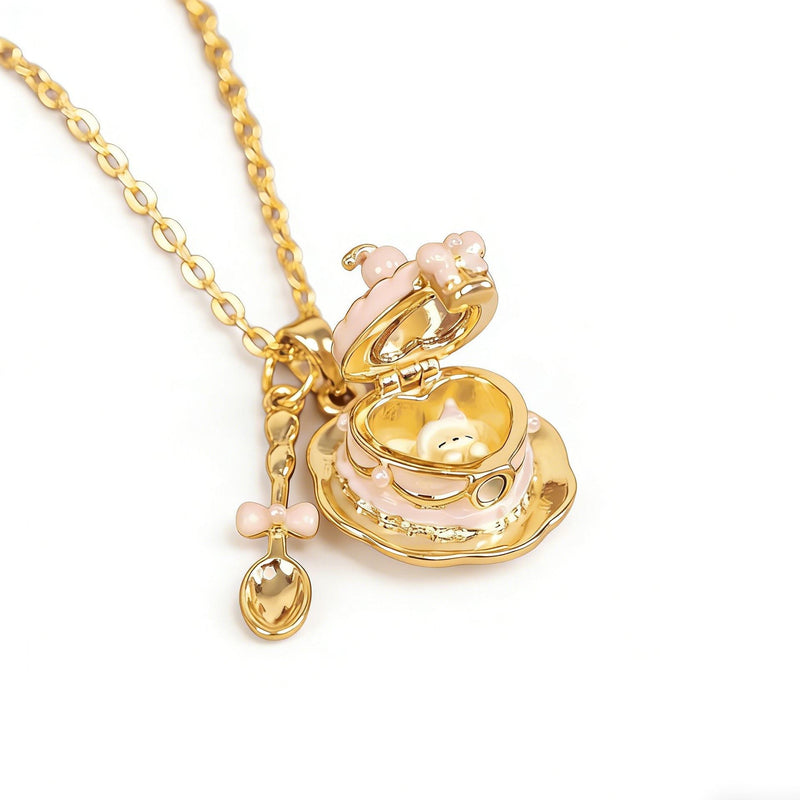 Teacup Locket Pendant Necklace