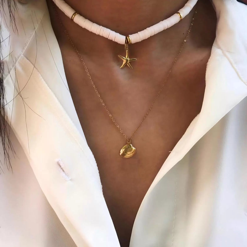 Layered Pearl and Shell Necklace