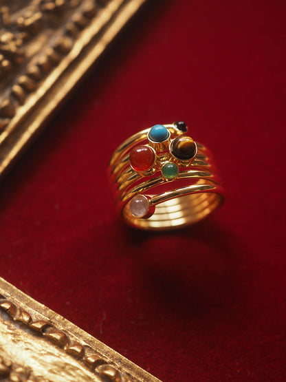Neena Multi-gemstone Adjustable Ring