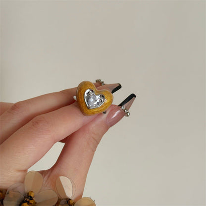 Kelsy Enamel Heart Open Ring