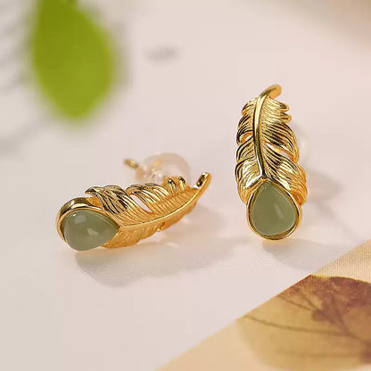 Ophelia Jade Leaf Drop Earrings