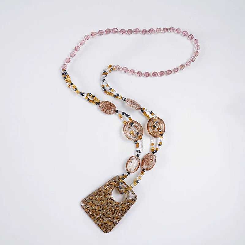 Klaudia Leopard Print Chain Necklace