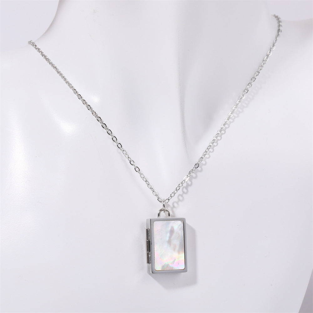 Butterfly Shell Locket Necklace