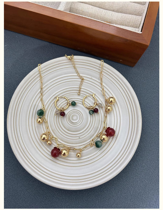 Necklace and Earrings Set With Beads