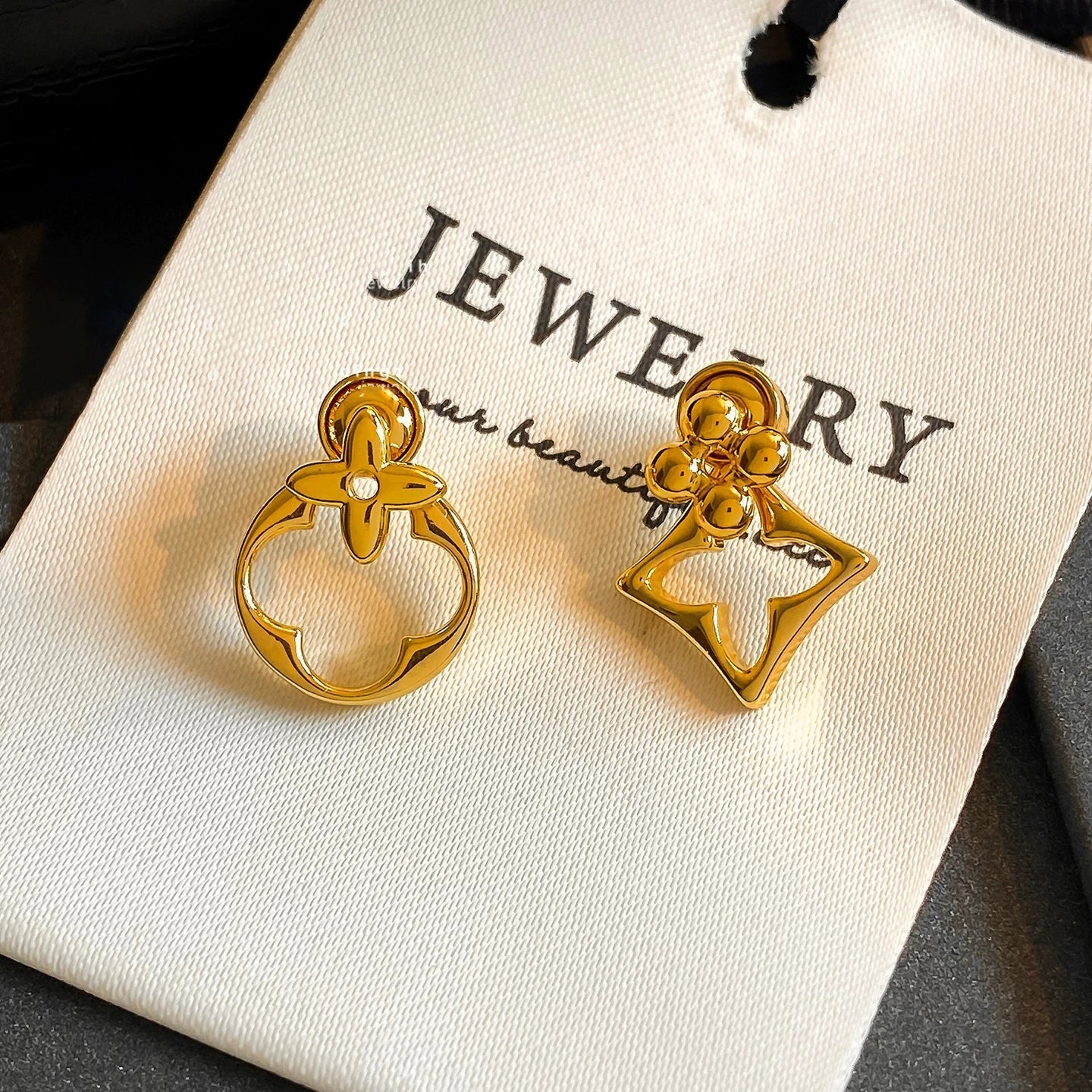 Geometric Asymmetrical Gold Drop Earrings
