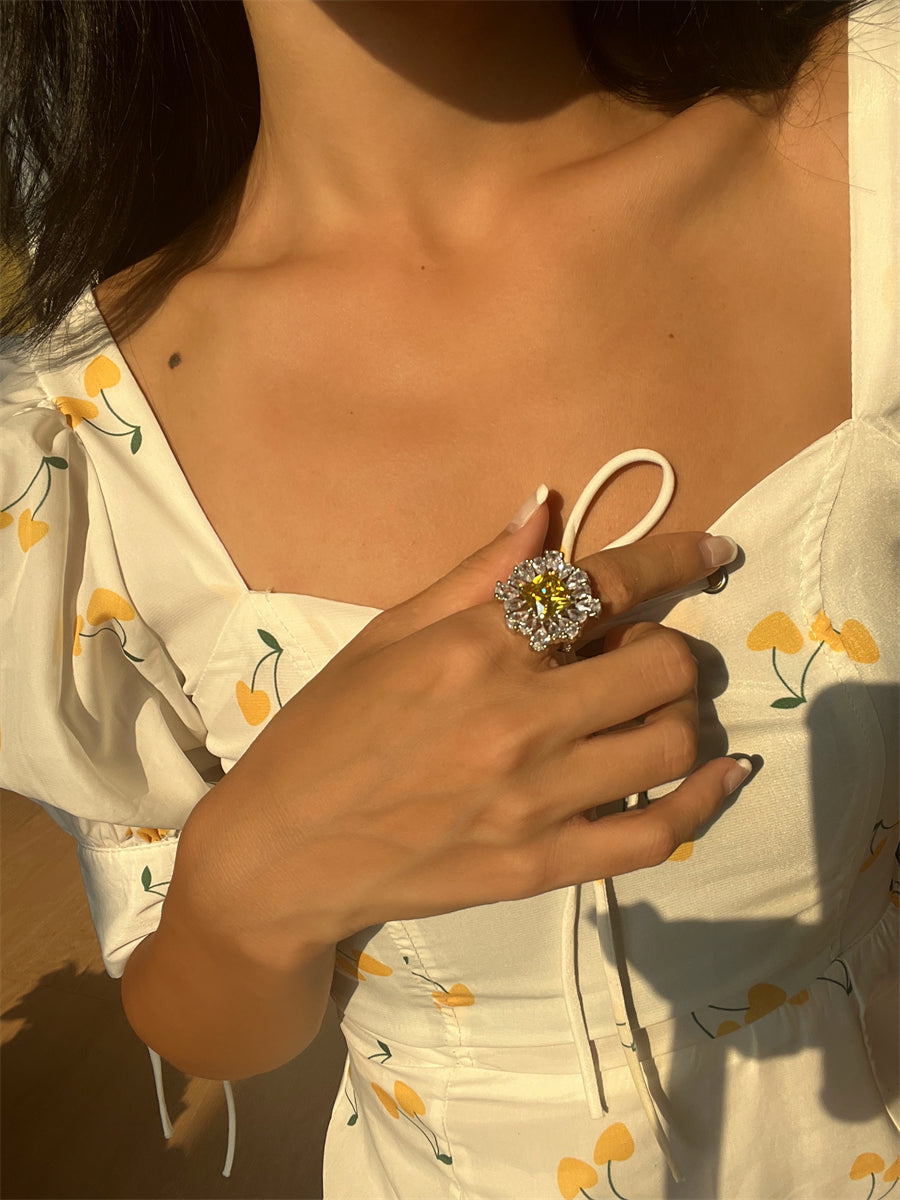 Rena Golden Zircon Crystal Ring