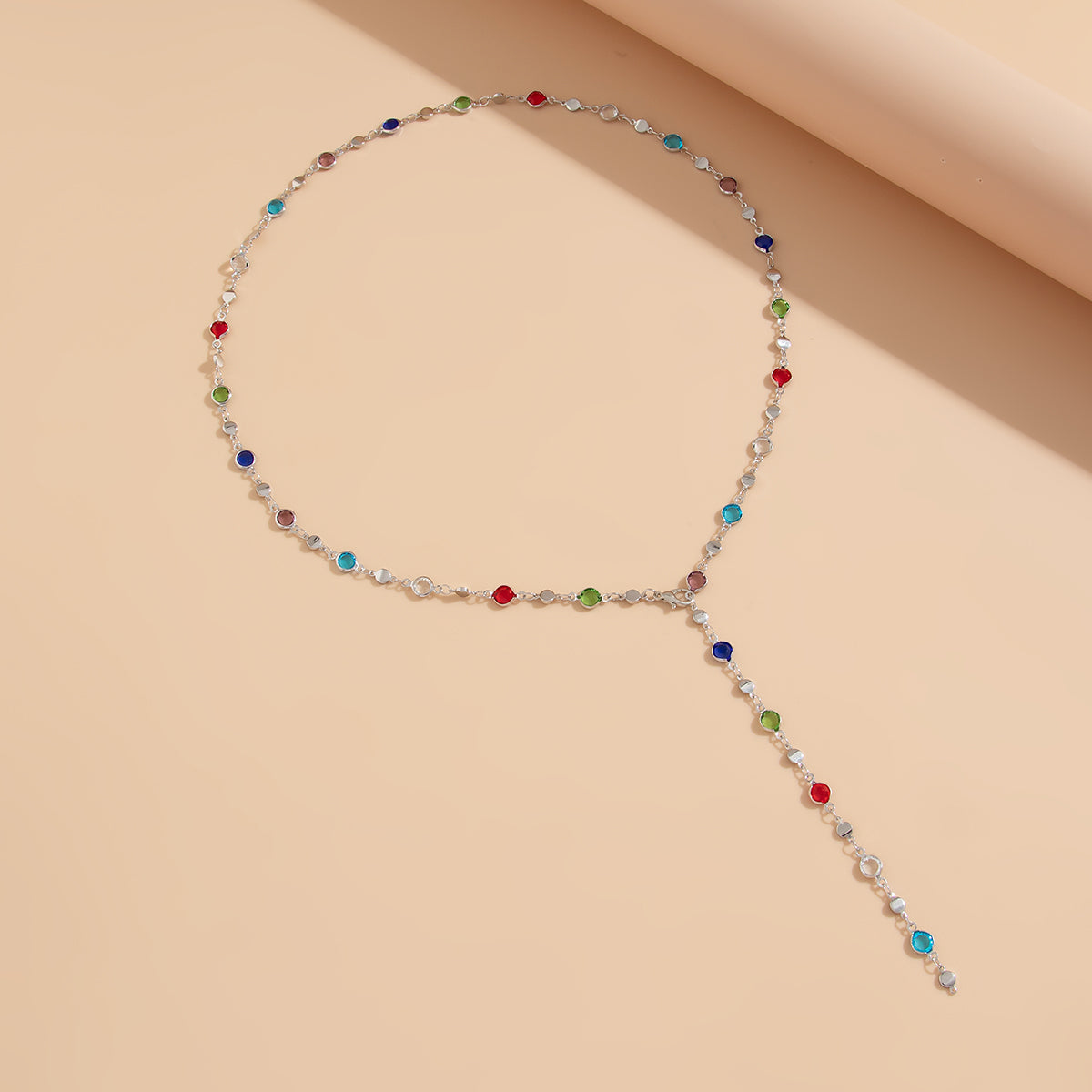 Multicolor Beaded Lariat Necklace