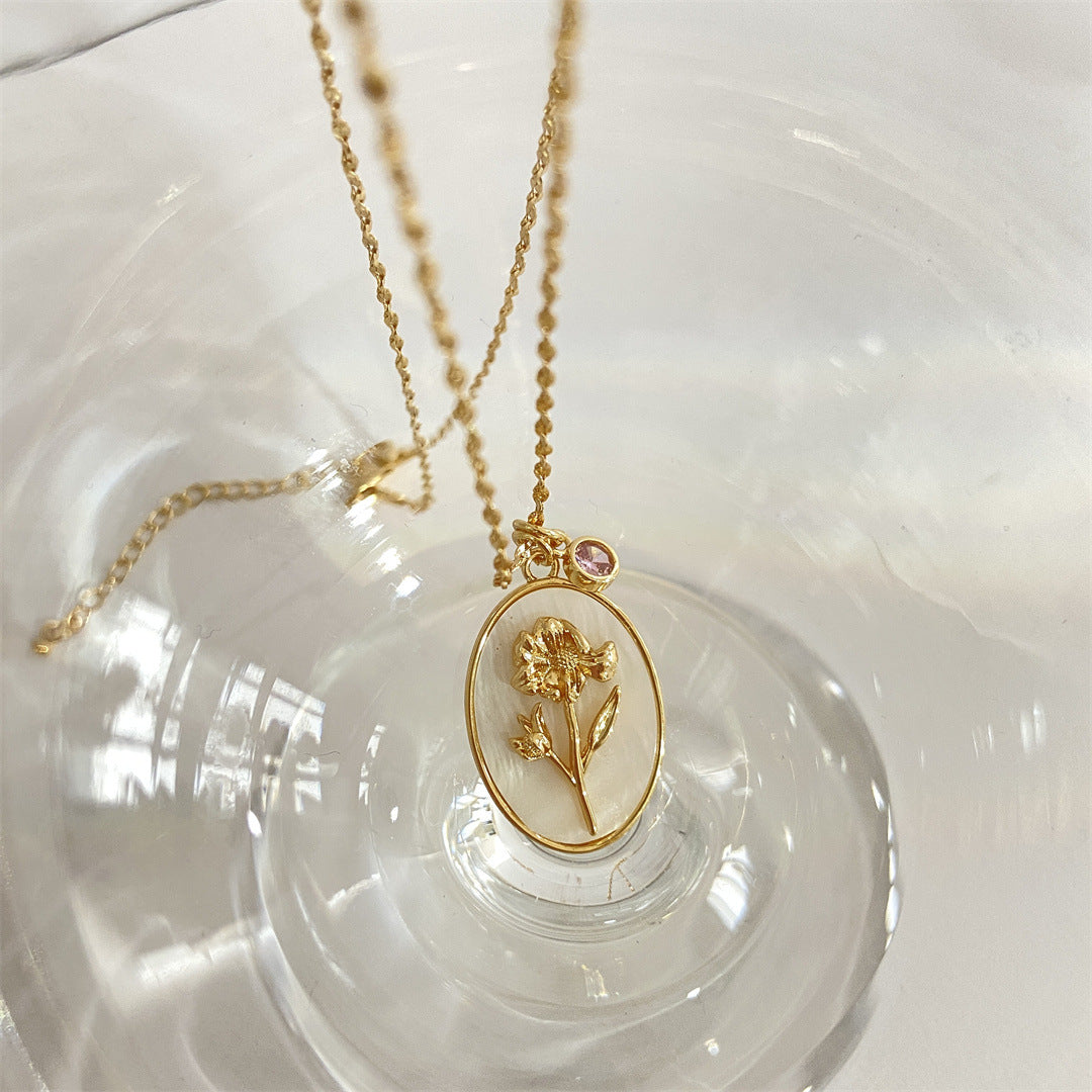 Anslee Mother-of-pearl Birth Flower Necklace