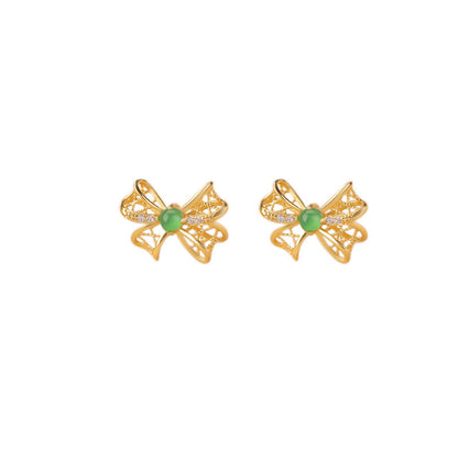 Josie Emerald Bow Stud Earrings