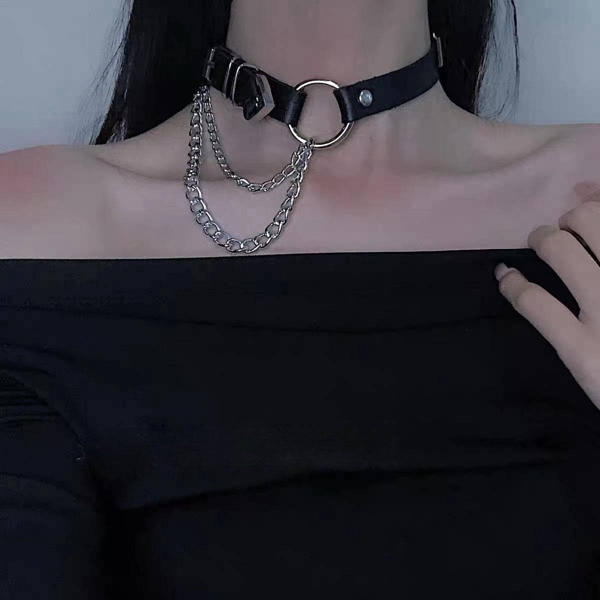 Punk Gothic Pu Leather Irregular Choker Necklace