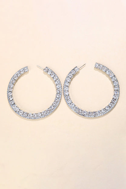 Exaggerated Rhinestones Hoop Earrings