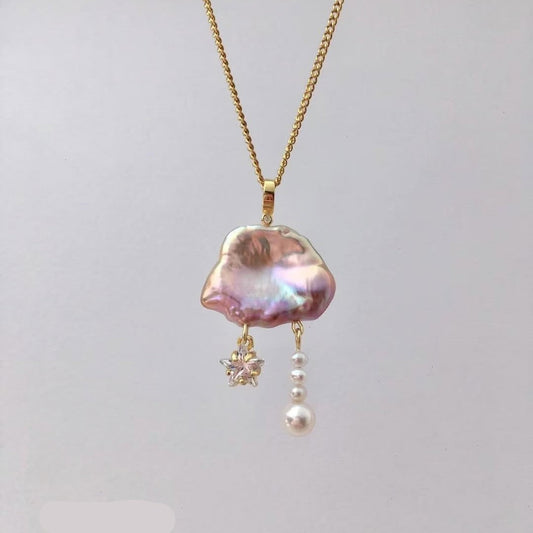 Alizae Pearl Moon Star Necklace