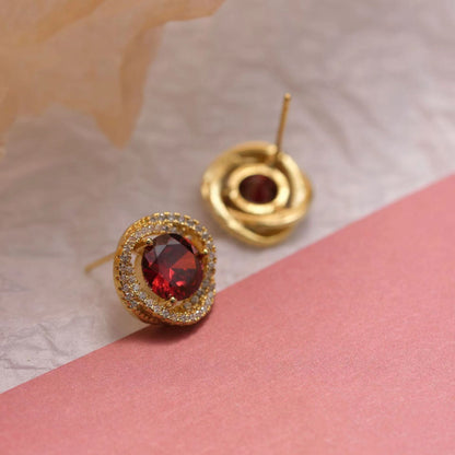 Jolynn Hollow Garnet Zircon Earrings