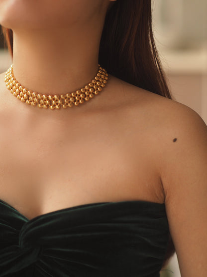 Tayah Golden Beaded Choker Necklace
