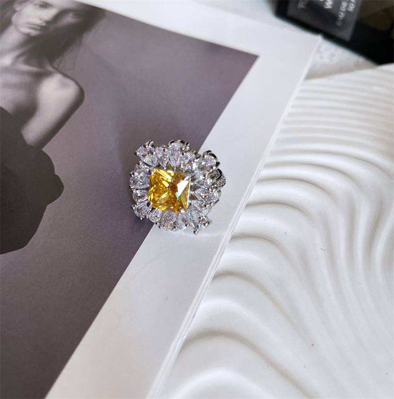 Rena Golden Zircon Crystal Ring