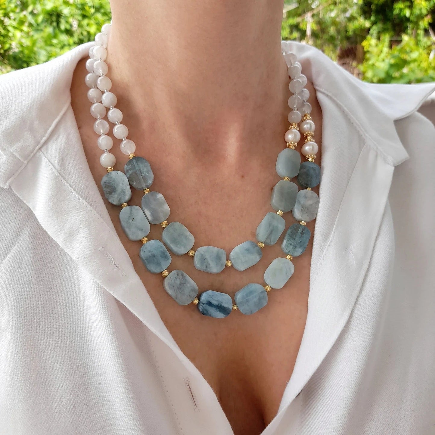 Aquamarine Double Strand Necklace