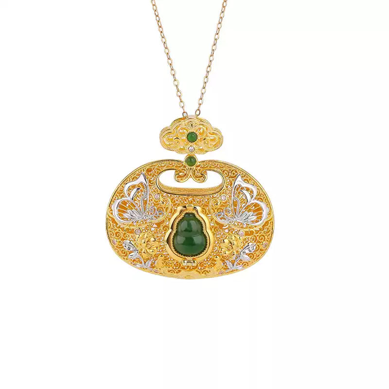 Blake Filigree Jade Double-sided Pendant