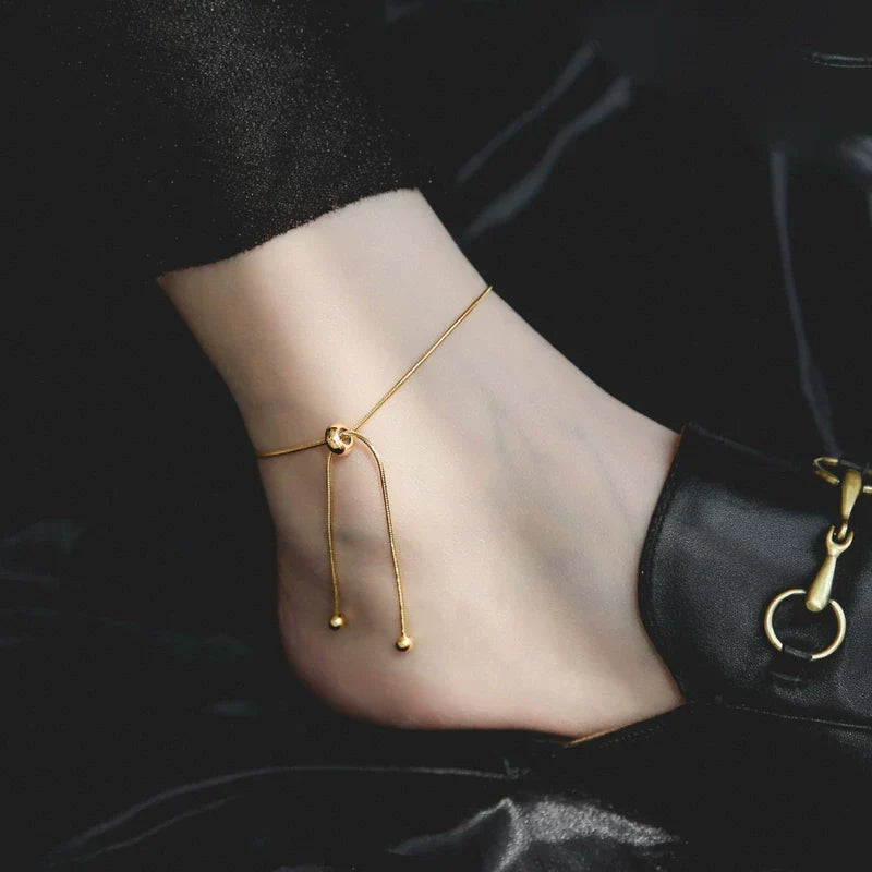 Adjustable Drawstring Chain Anklet
