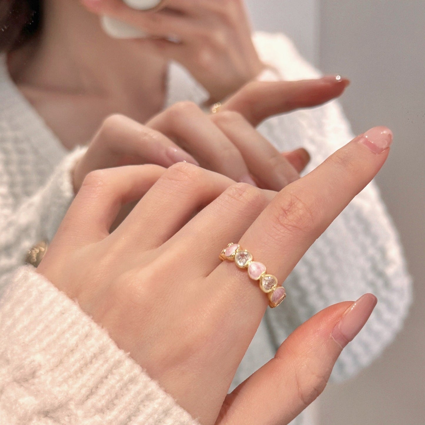 Butterfly Crystal Adjustable Ring Set