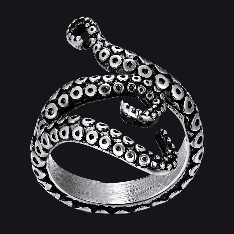 Biker Punk Three Octopus Tentacle Ring for