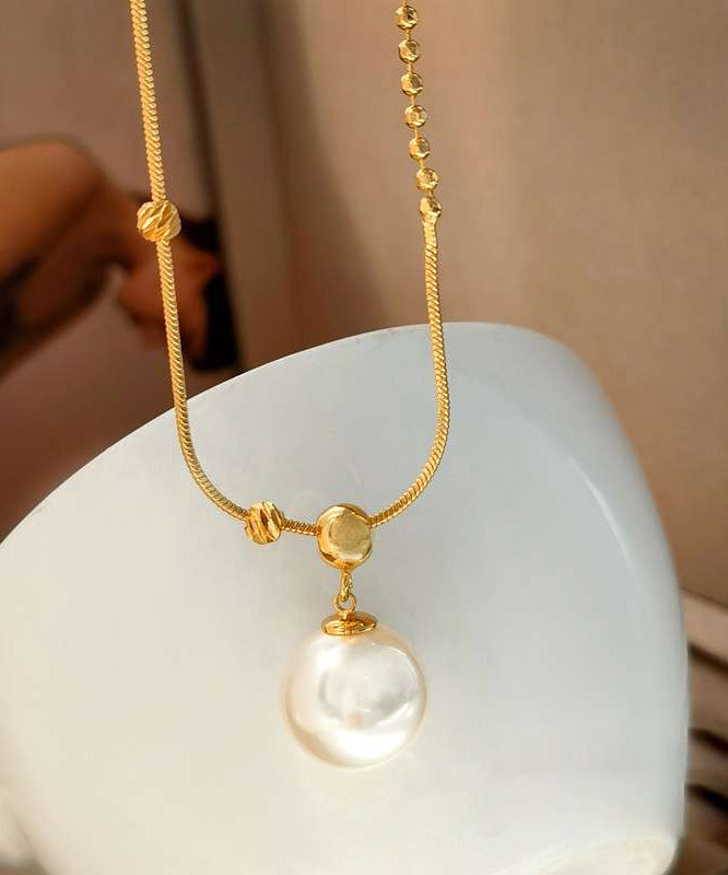 Original Design Gold Copper Alloy Pearl Pendant Necklace Yi048