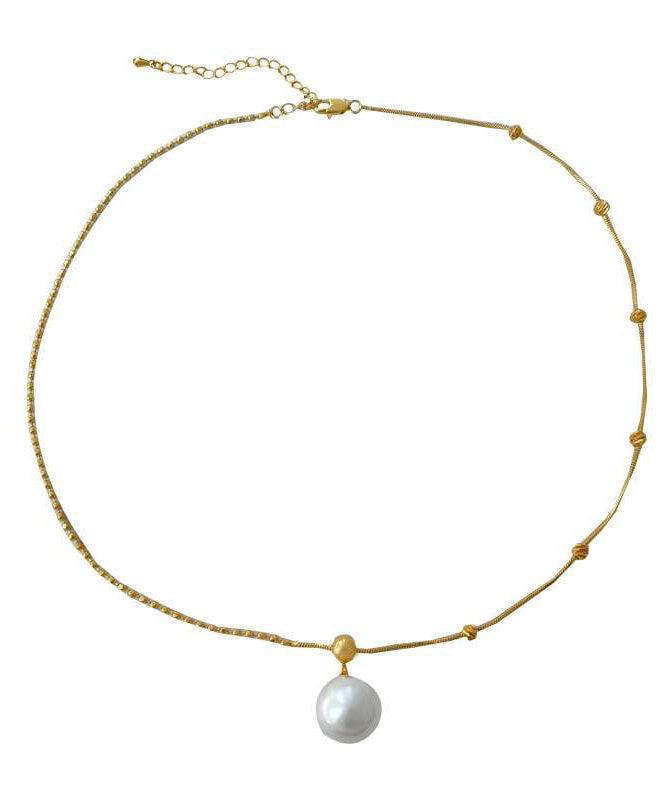 Original Design Gold Copper Alloy Pearl Pendant Necklace Yi048