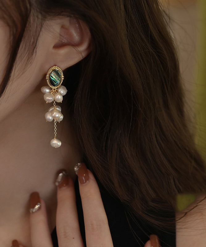 Original Design Gold Sterling Silver Alloy Pearl Tassel Drop Earringsfine Silk Sterling Silver Broken Silver Gypsophila Necklace Et009