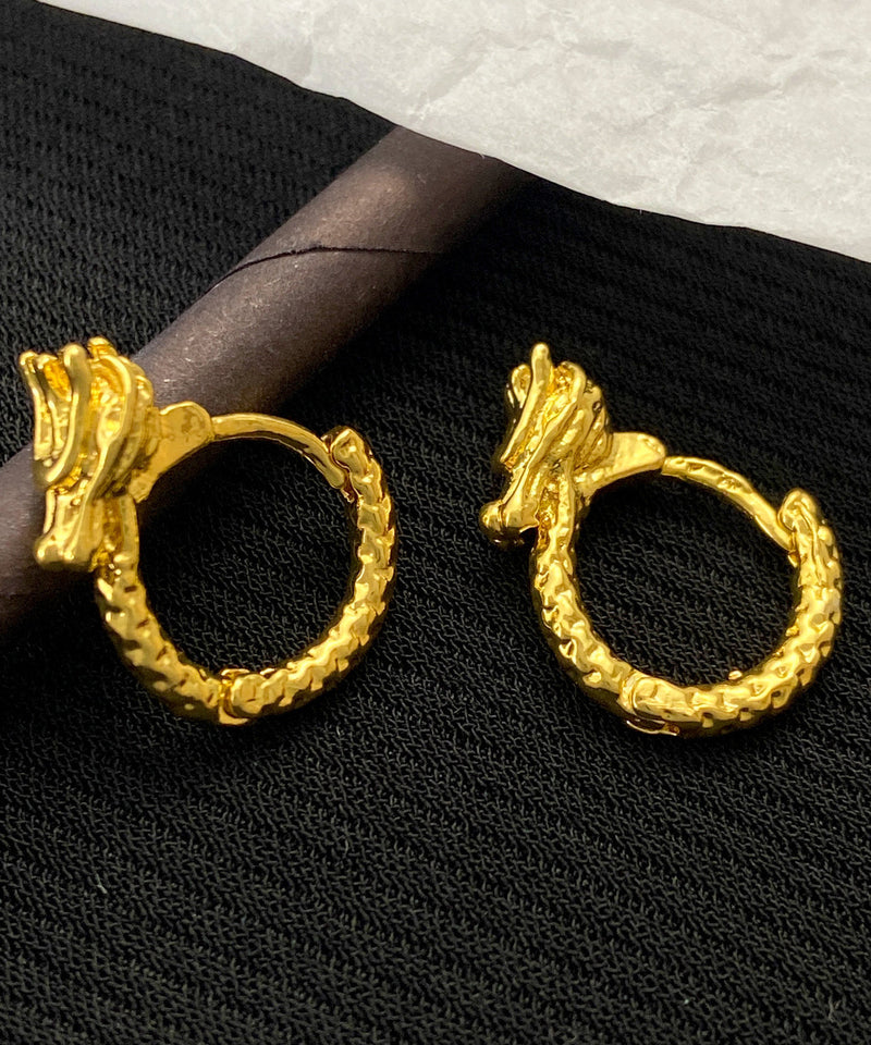 Original Design Gold Sterling Silver Overgild Animal Hoop Earrings Kx1032