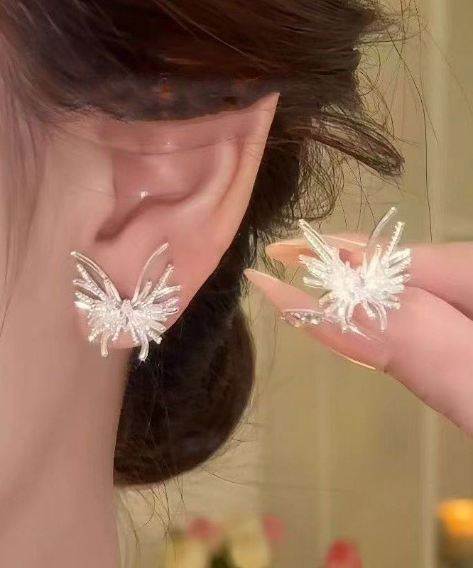 Original Design Silk Alloy Butterfly Stud Earrings