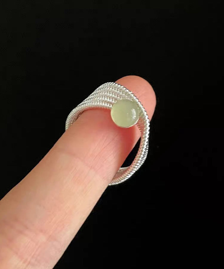 Original Design Silk Jade Line Alloy Adjustable Rings
