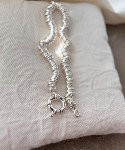 Original Design Silk Sterling Silver Circle Chain Bracelet