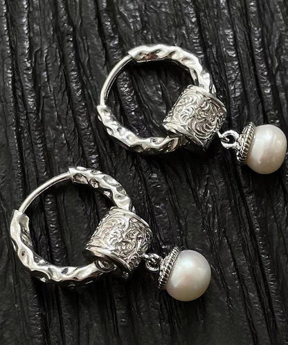 Original Design Silk Sterling Silver Pearl Drop Earrings