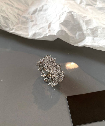 Original Design Silver Zircon Copper Open Rings