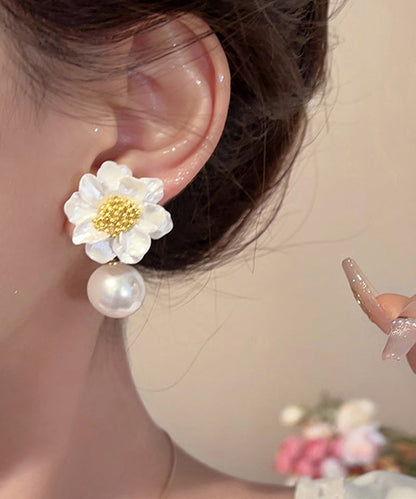 Original Earrings Design Stud Acrylic Alloy White Pearl