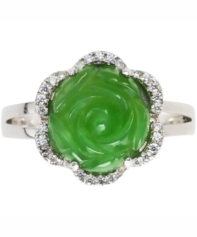 Green Sterling Silver Jade Zircon Rings