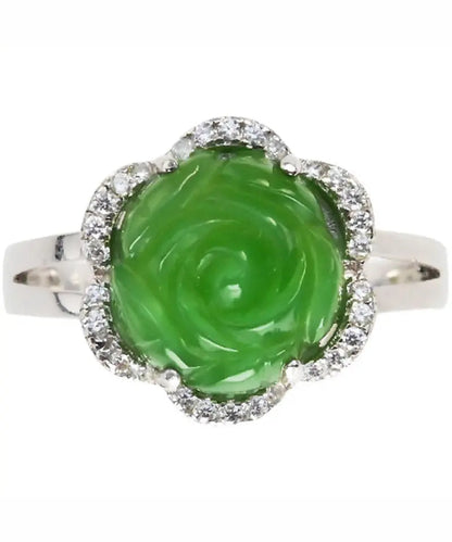Green Sterling Silver Jade Zircon Rings