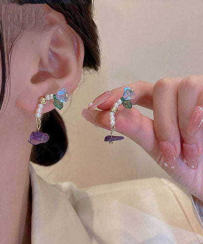 Oversize Multicolour Acrylic Alloy Pearl Crystal Stud Earrings