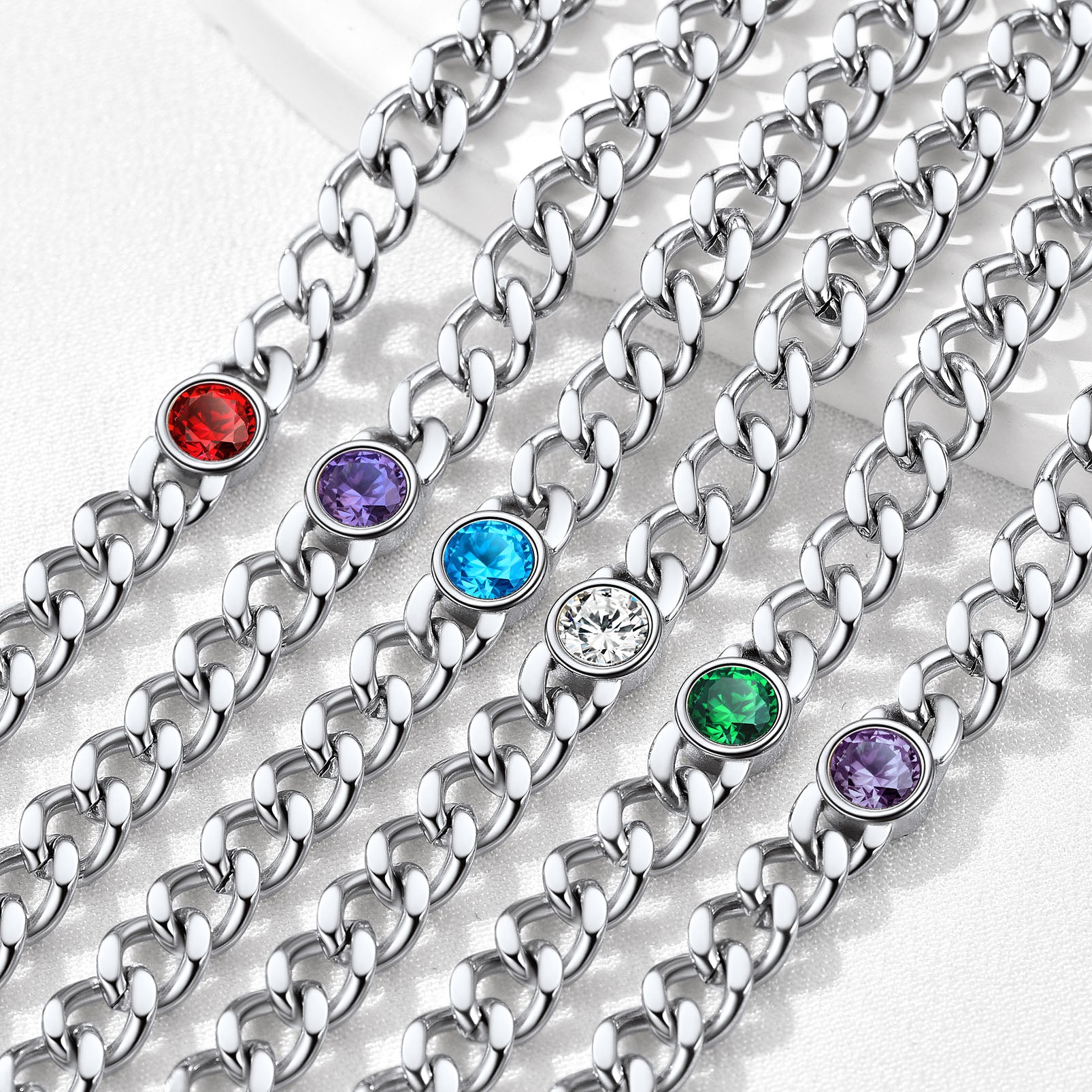 Personalized Birthstone Cuban Link Anklet for