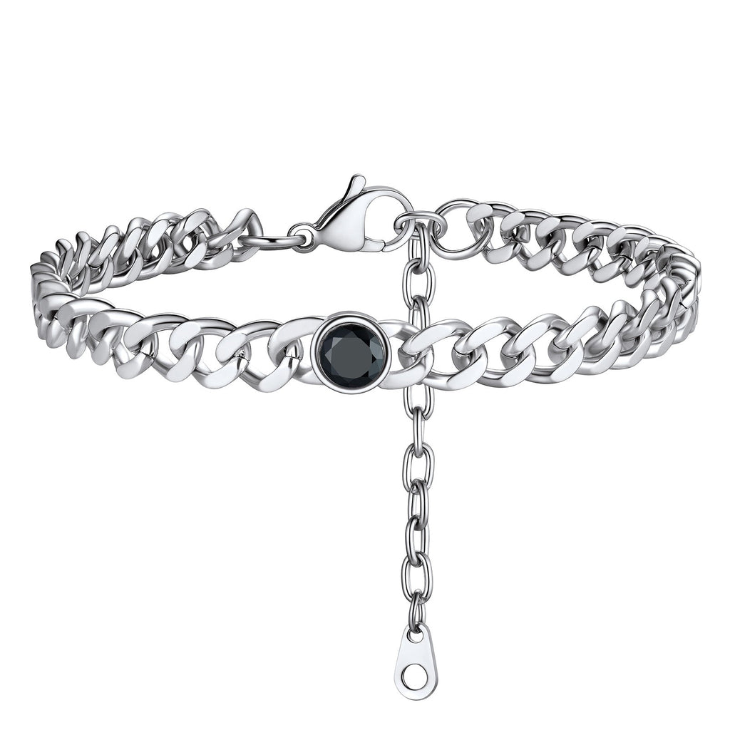 Personalized Birthstone Cuban Link Anklet for