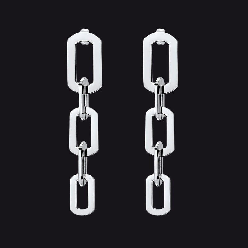 Street Style Long Cuban Link Chain Dangle Earring for Girl