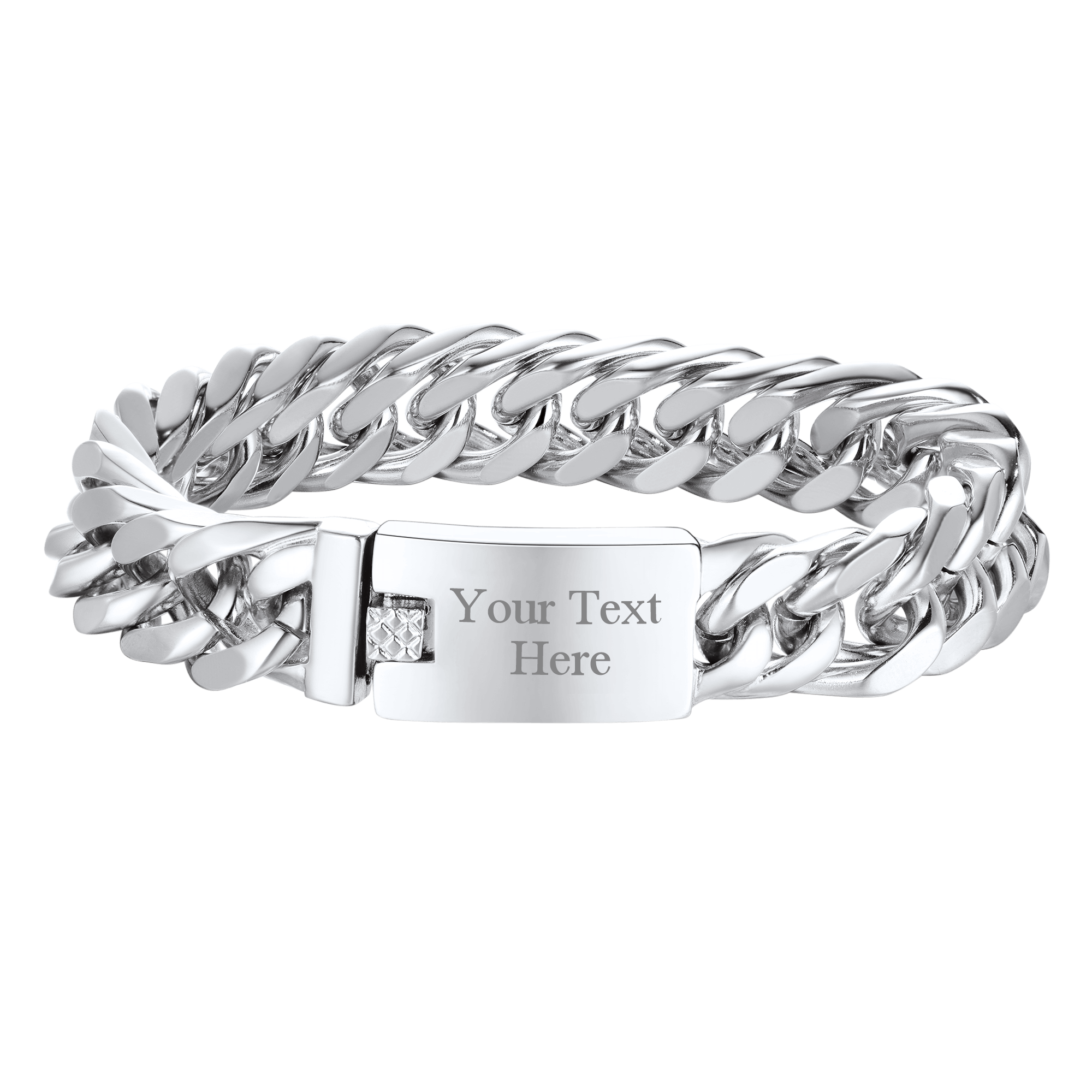 Custom Id Engraved Miami Cuban Link Chain Bracelet for