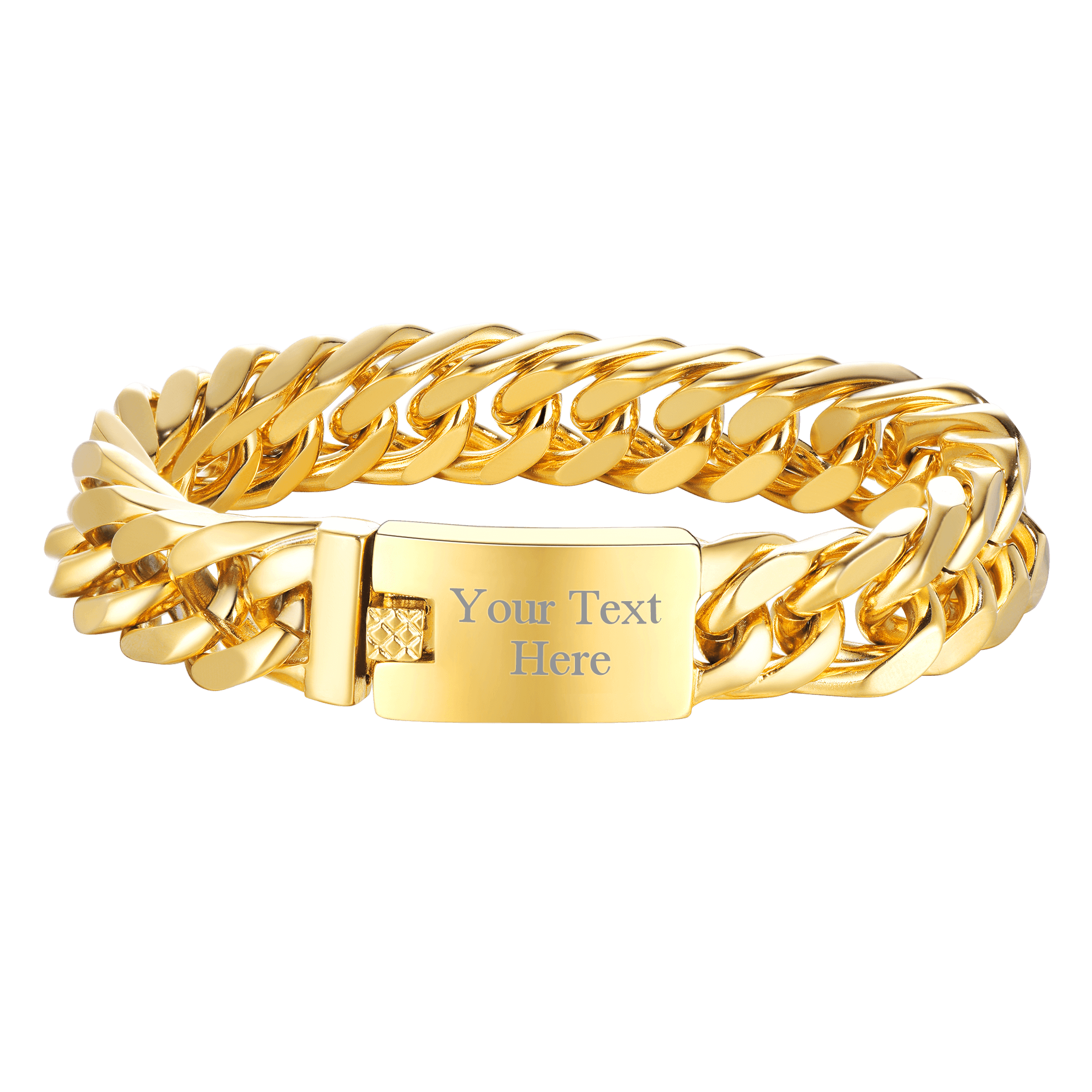 Custom Id Engraved Miami Cuban Link Chain Bracelet for