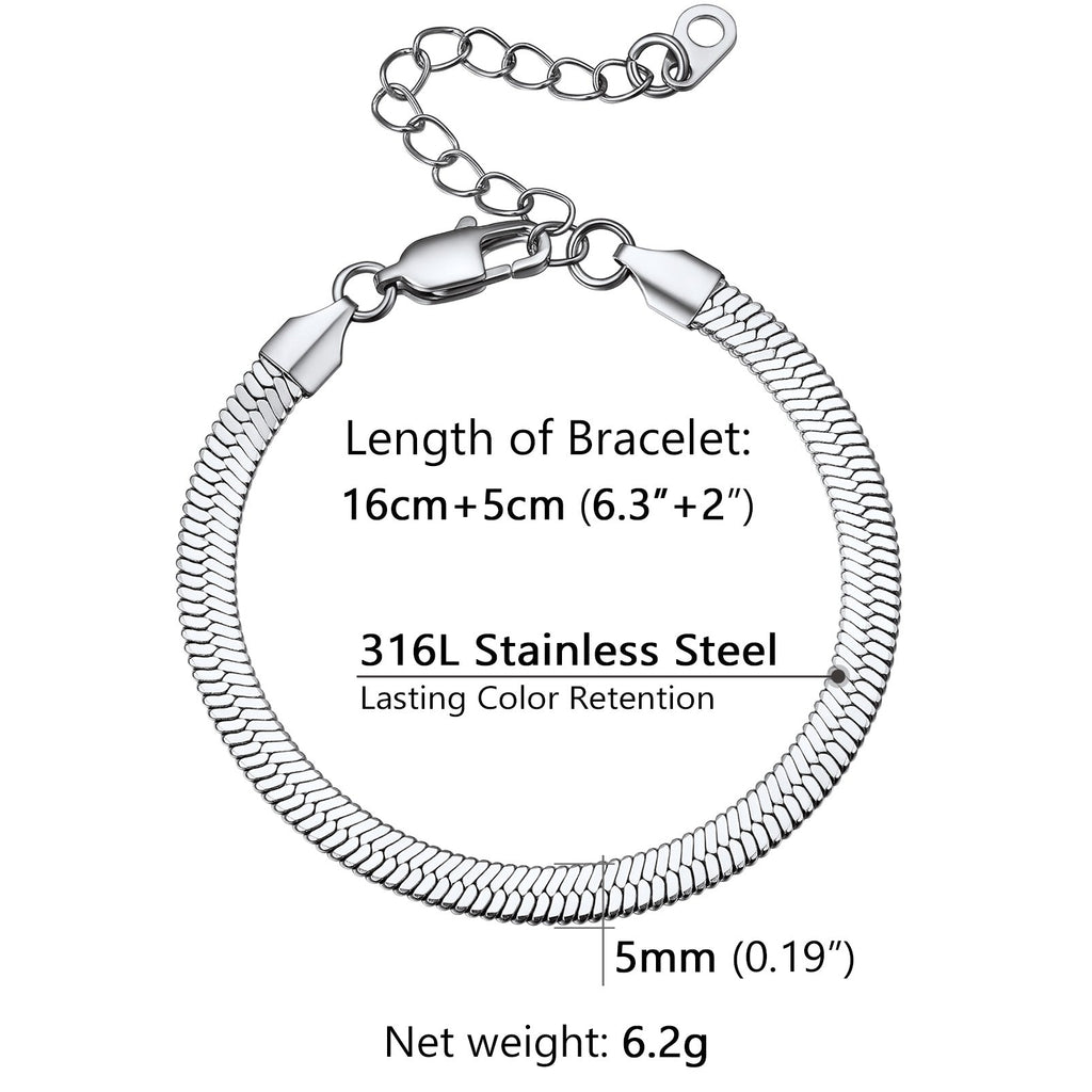 3mm/5mm Width Snake Chain Bracelet for