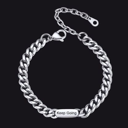 7mm Engraving Name Cuban Link Chain Bracelet for