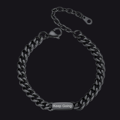 7mm Engraving Name Cuban Link Chain Bracelet for