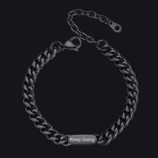 7mm Engraving Name Cuban Link Chain Bracelet for