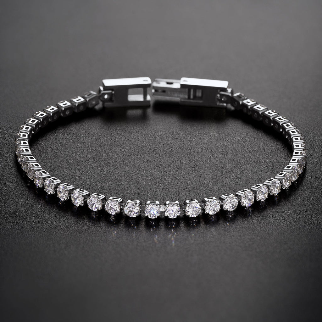 Cz Diamond Cut Tennis Chain Bracelet for , 3/5mm Width