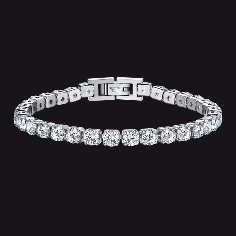 Cz Diamond Cut Tennis Chain Bracelet for , 3/5mm Width