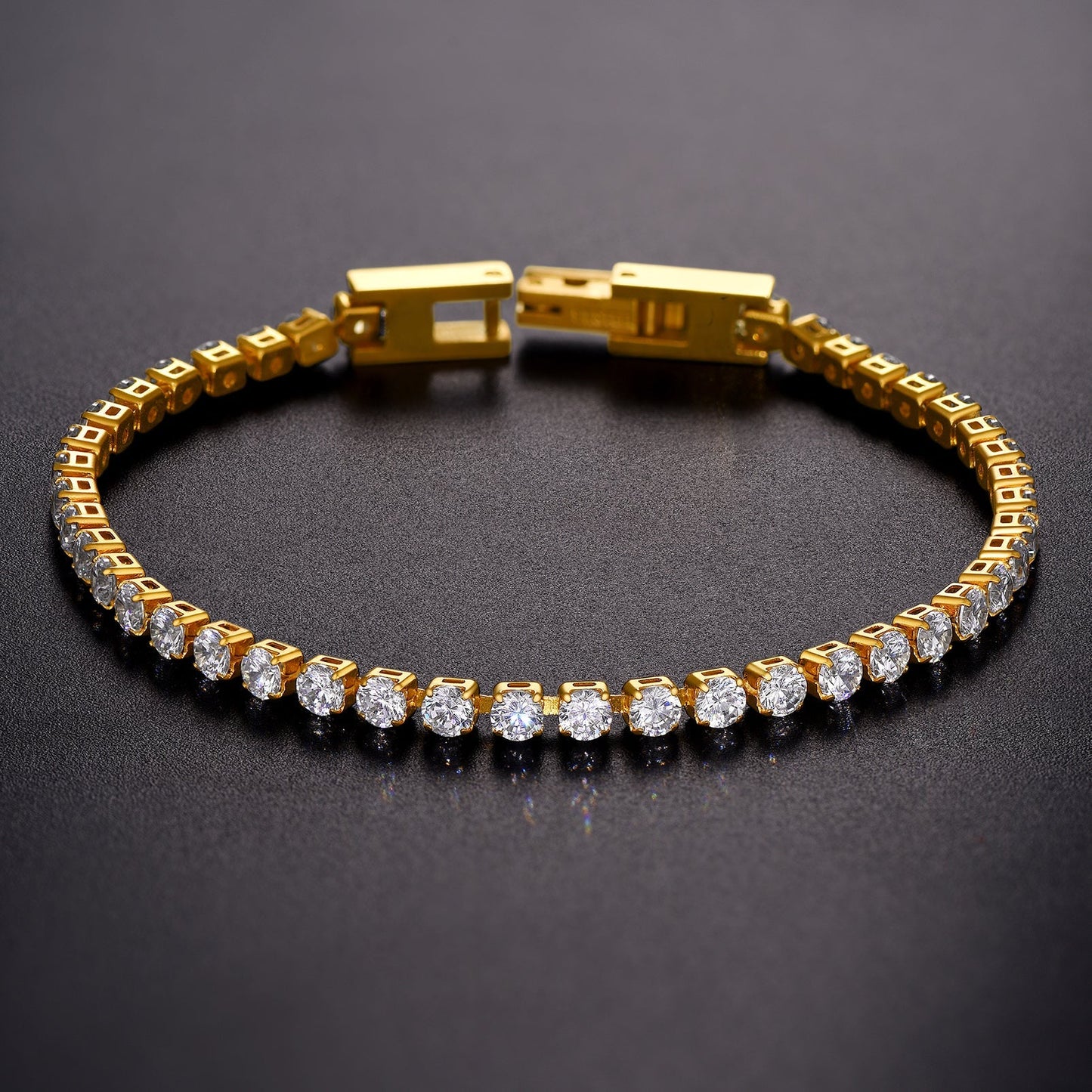 Cz Diamond Cut Tennis Chain Bracelet for , 3/5mm Width
